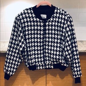 Houndstooth print bomber jacket